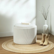 Pouf contenitore rotondo con vassoio reversibile, crema, Ø56 cm
