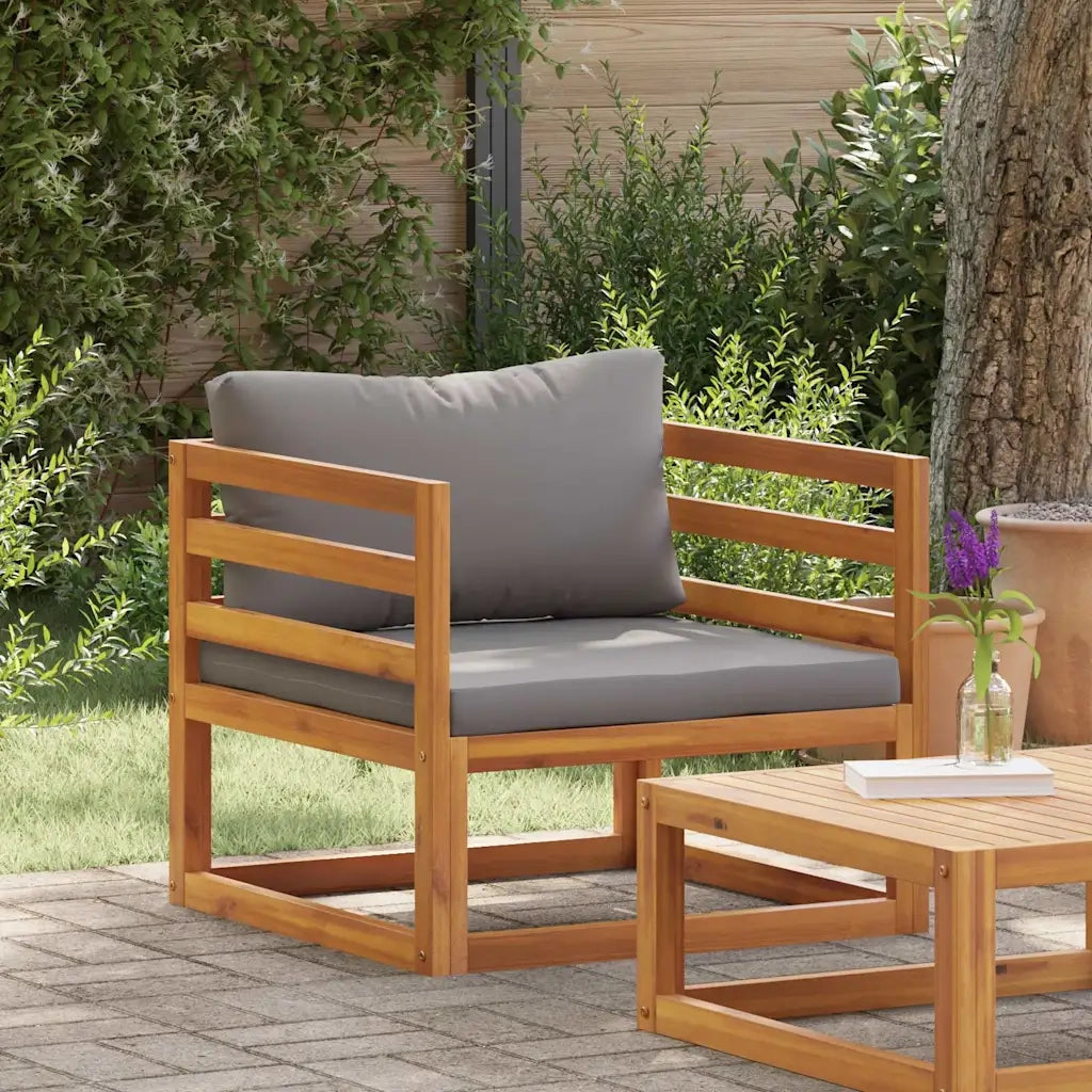 Sedia da patio-Sedia da Giardino con Cuscini Grigio Scuro Massello di Acacia