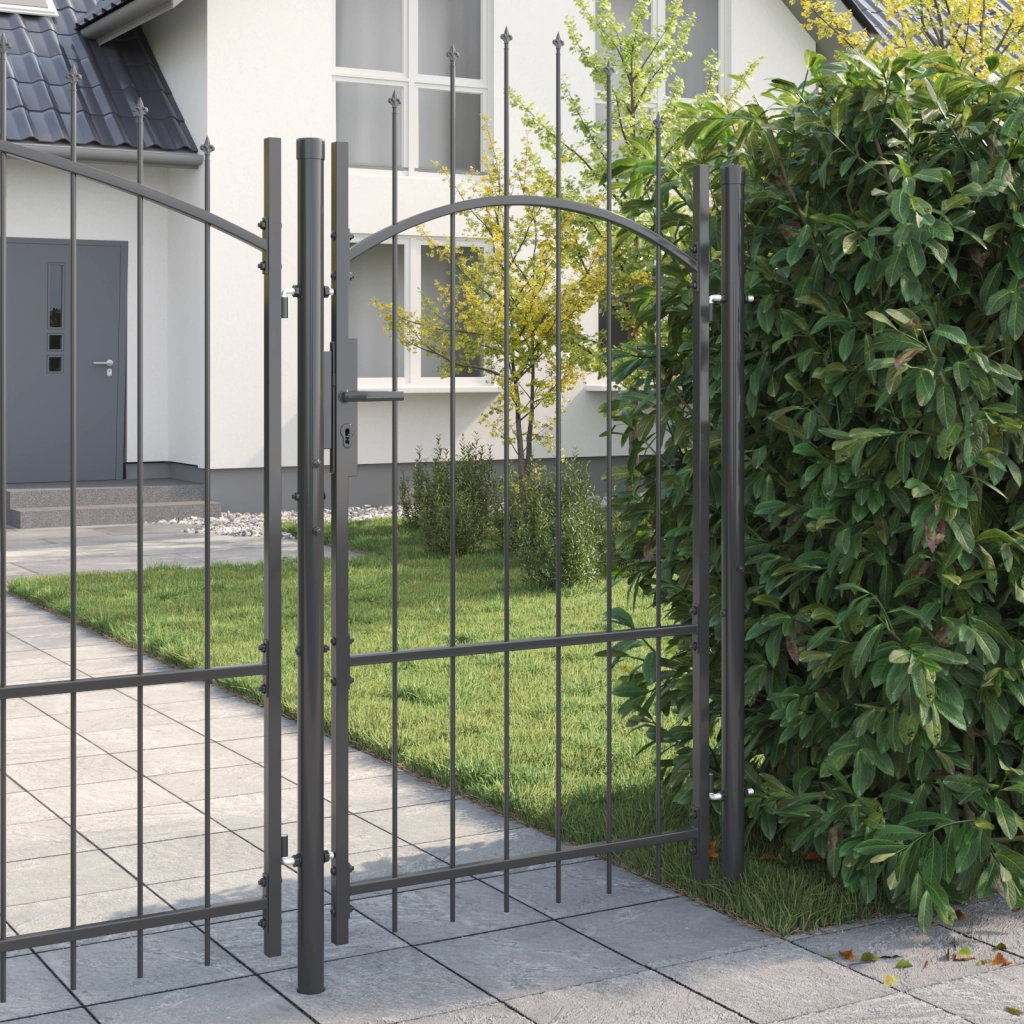 vidaXL Cancello da giardino con blocco Grigio 100 x 175 cm Acciaio