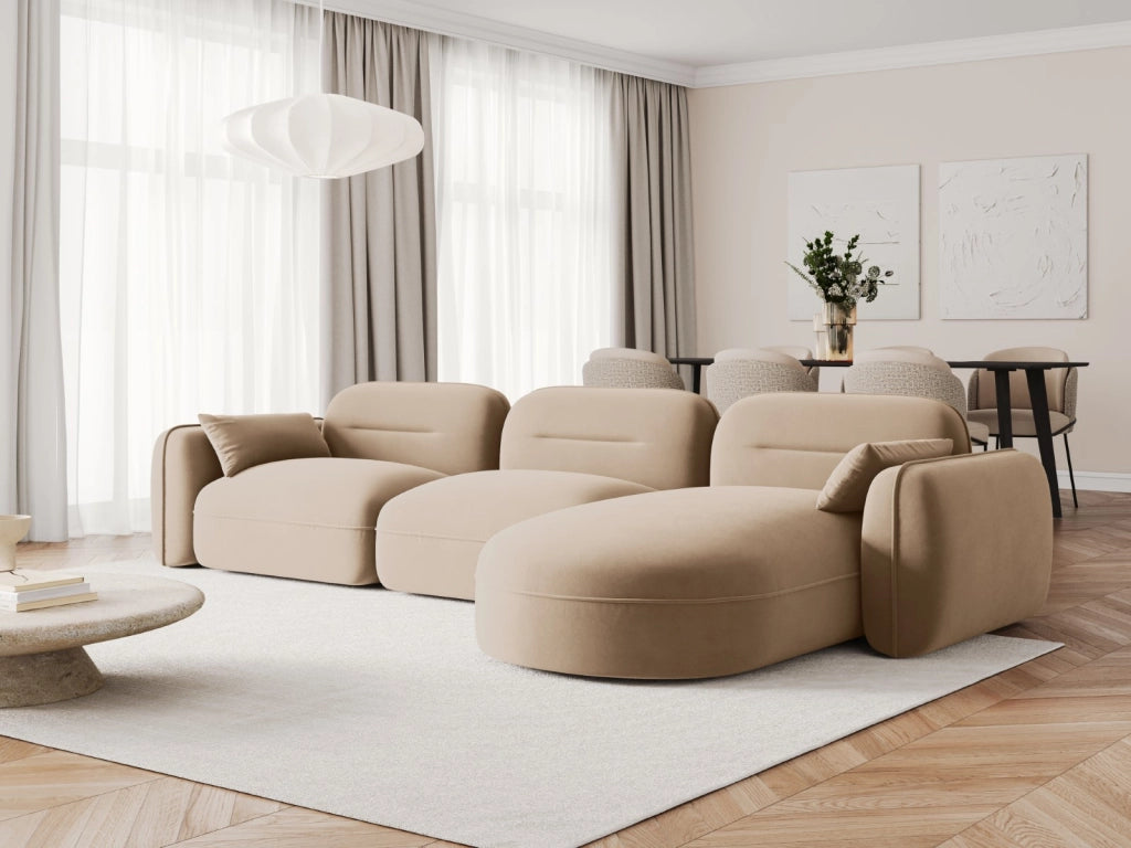Cosmopolitan Design - Divano angolare modulare destro "Sydney" 4 posti in velluto sabbia 