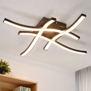 ZMH Lampada da soffitto plafoniera LED moderna legno nero luce bianca calda per soggiorno