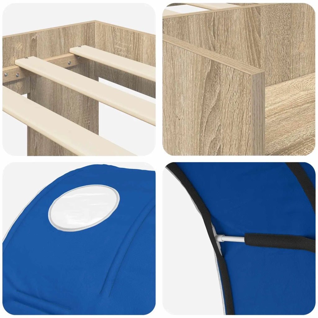Letto con Tunnel 3 pz Rovere Sonoma e Blu Legno multistrato 3423625