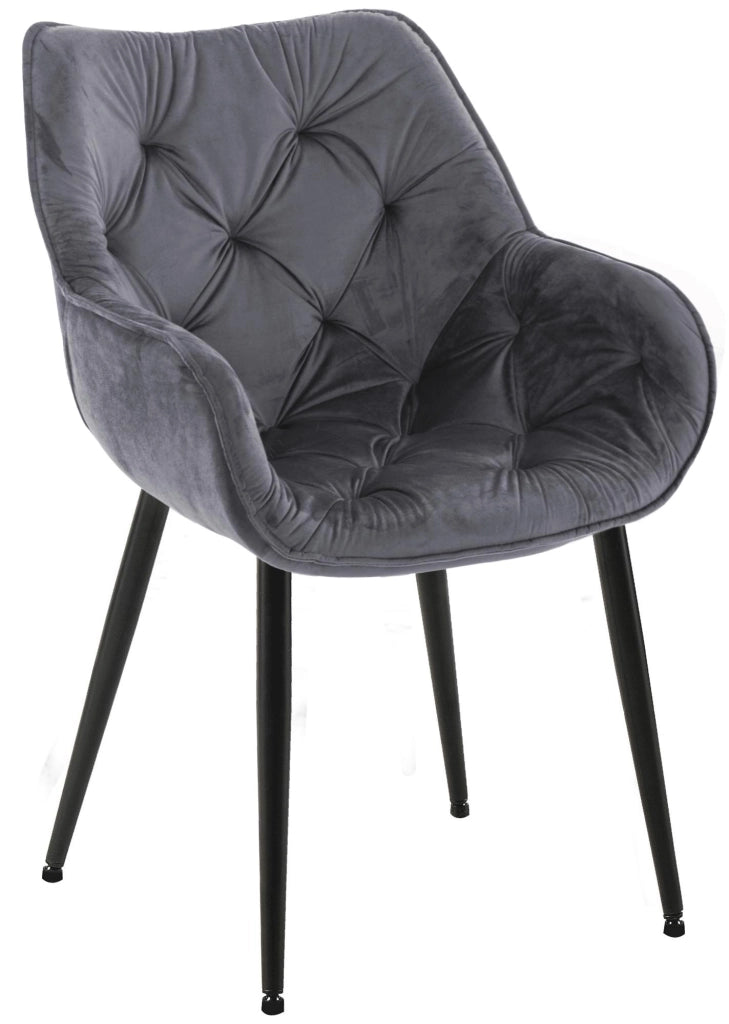 Sedia Tanna in velluto grigio scuro