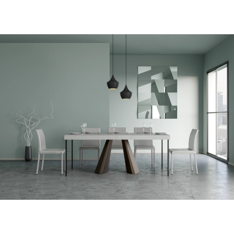 Consolle allungabile 90x40/196 cm Diamante Small Premium telaio Orso - Bianco Frassino