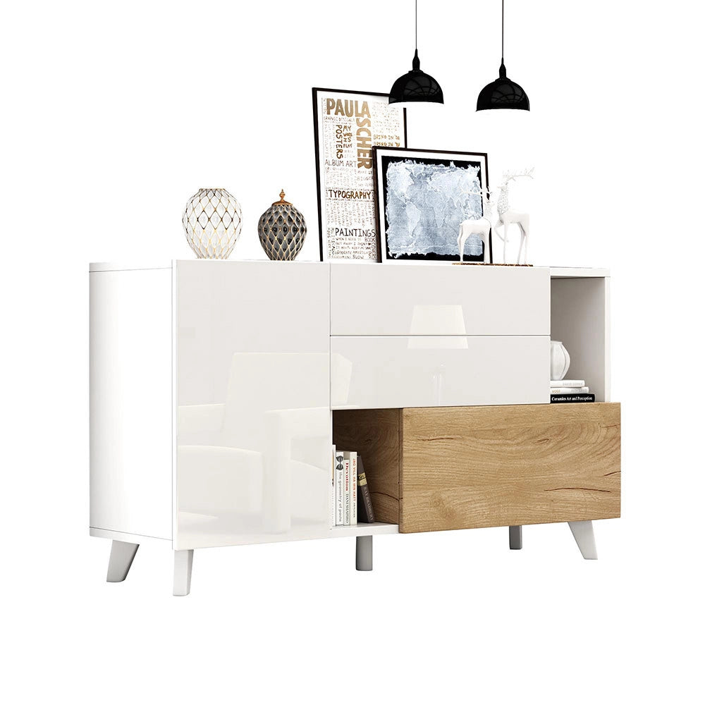 Buffet - Xylo - bianco legno spazio stoccaggio moderno