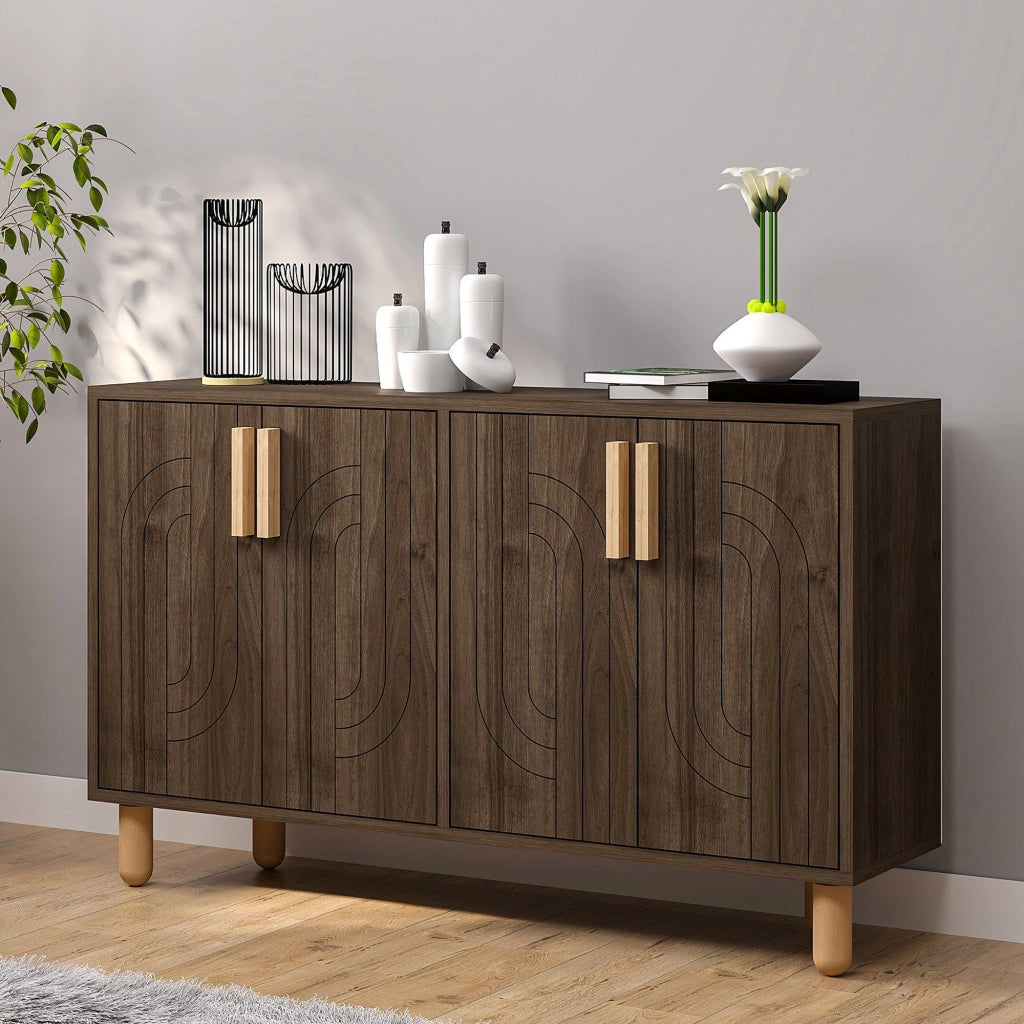 Madia Venerina, Credenza 2 Ripiani, 120x30x74h cm Marrone Noce