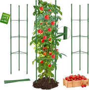 Sostegno per piante 3 pezzi 130 cm - altezza regolabile per pomodori, rose, zucchine e melanzane - verde (3)