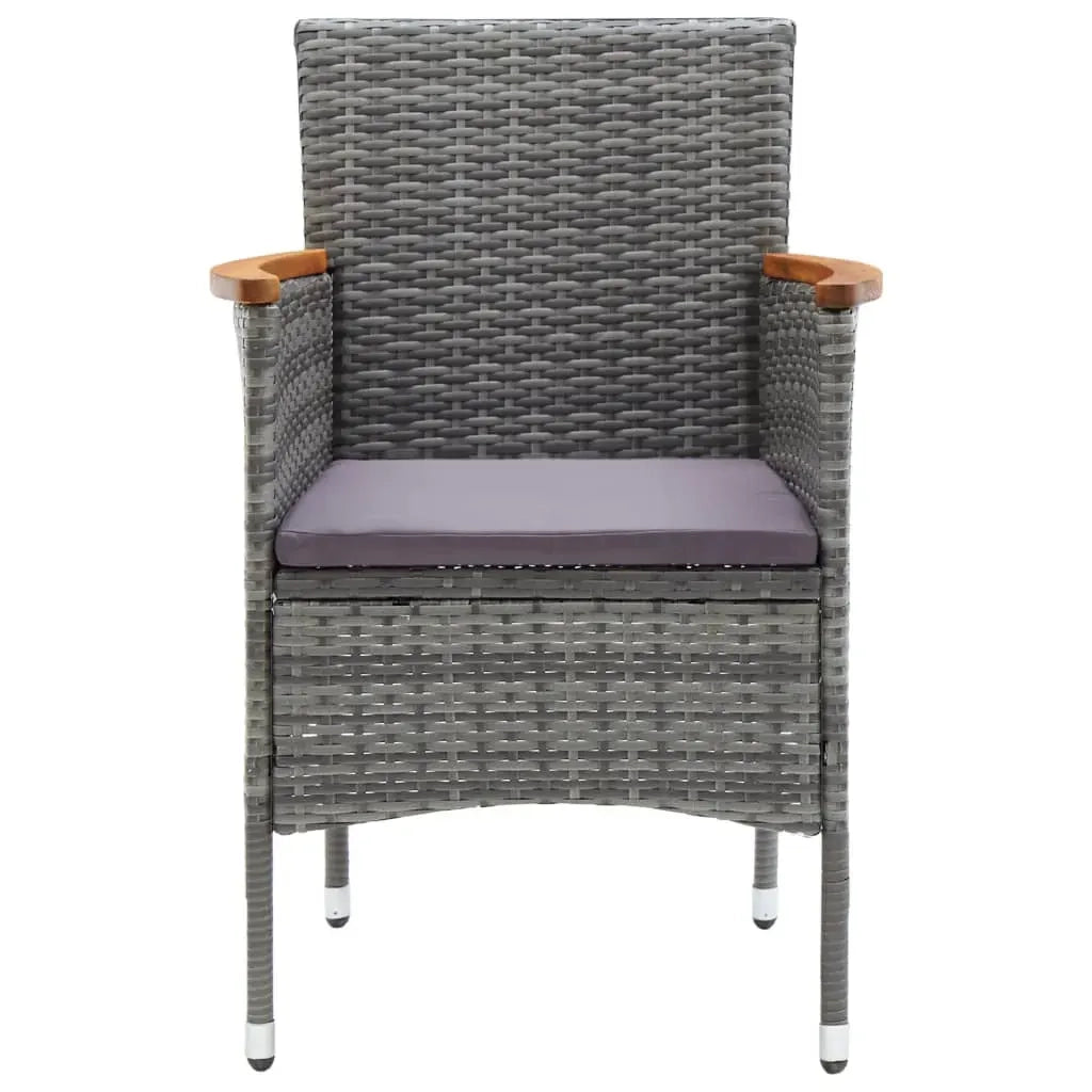 Set da Pranzo per Giardino 7 pz con Cuscini Polyrattan Grigio 3095006