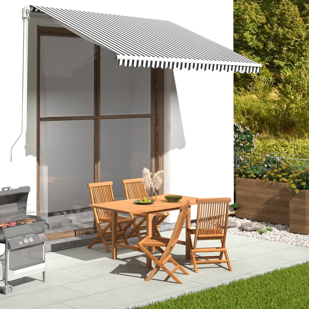 Tessuto di Ricambio per Tenda da Sole-Ricambio telo per tenda da sole Antracite e Bianco 3x2,5m