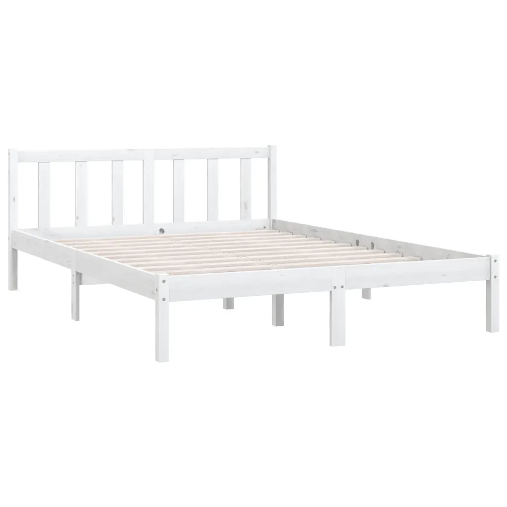 Giroletto-Struttura Letto Bianco in Legno Massello di Pino 140x190 cm 456833