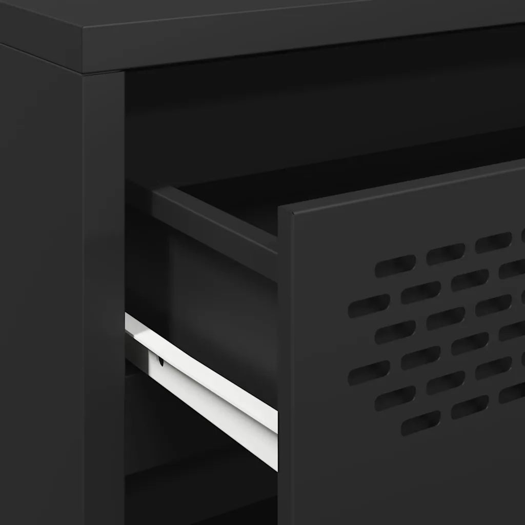 Credenza | Madia | Buffet da pranzo | Armadio da pranzo Nera 68x39x73,5 cm in Acciaio Laminato a Freddo