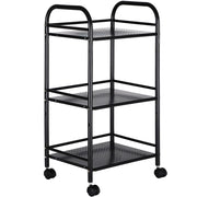 Carrello Estetista 3 Ripiani in Metallo Nero 4 Ruote Arredo Bagno Salvaspazio