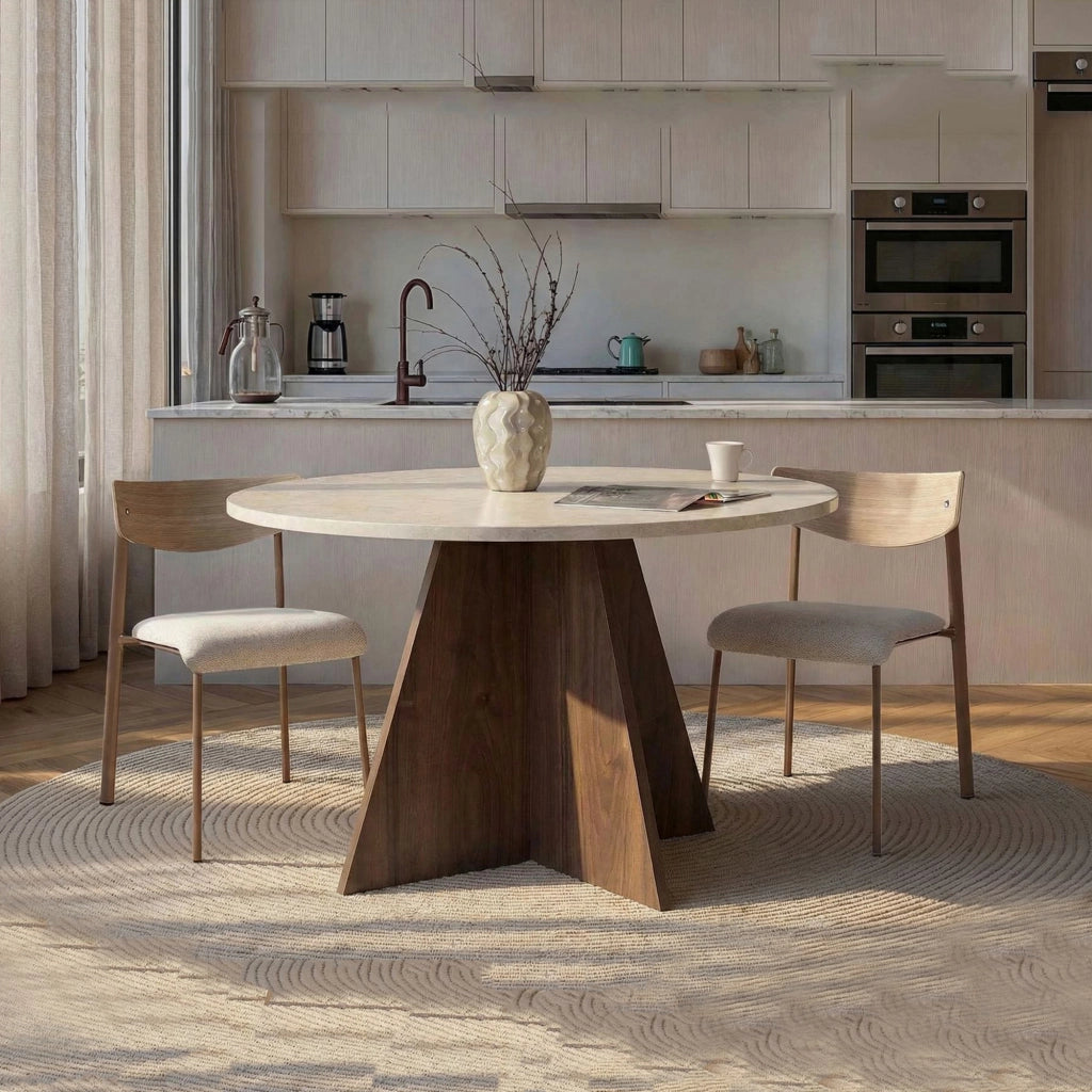 Racale, Tavolo Fisso 4 Posti, 120x120x75h cm Beige Marmo