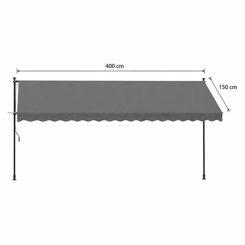 Retractable Awning, Anthracite, 400x150 Cm, Fabric And Steel