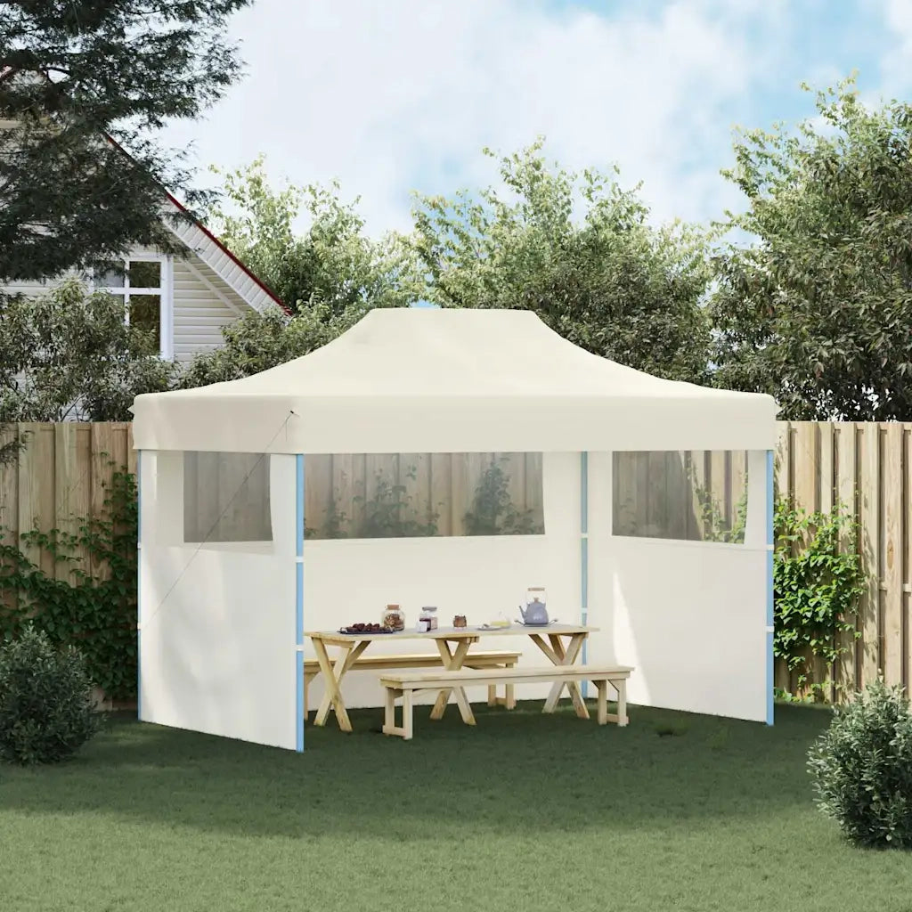Gazebo Professionale Pieghevole con 3 Pareti 3x4m Acciaio Crema 48893