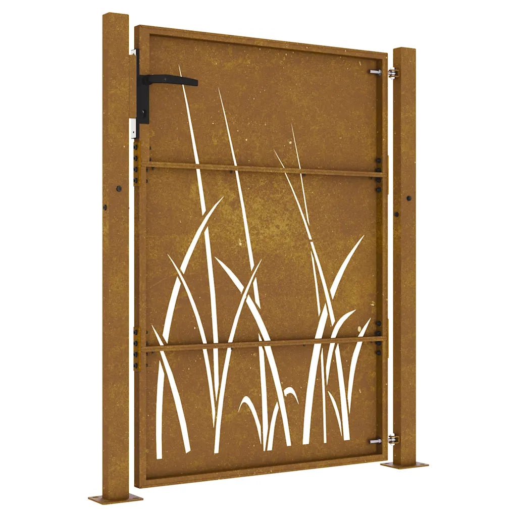 Cancello da Giardino 105x130 cm in Acciaio Corten Design Erba
