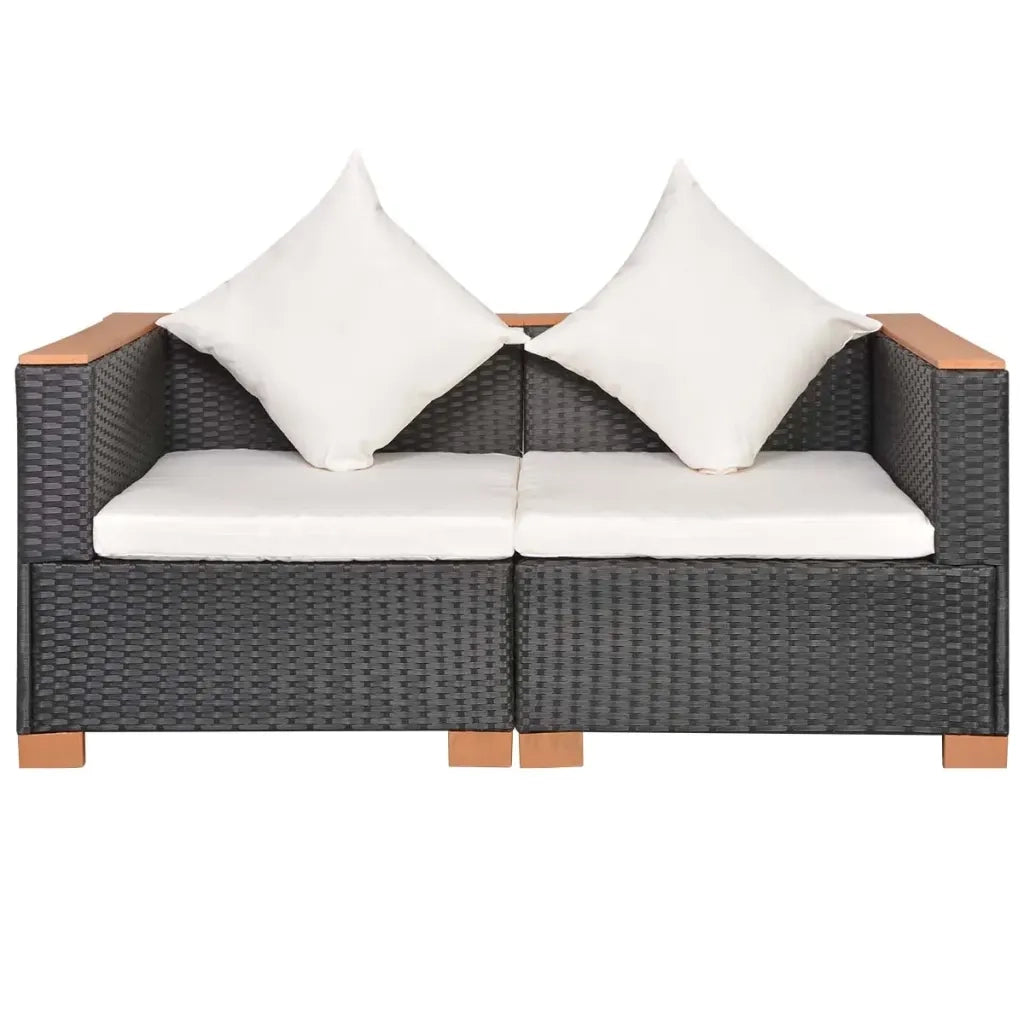 Divano da Giardino in Polyrattan Nero 42754