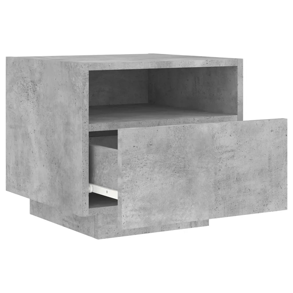 Comodino | Armadio da Notte | Mobiletto da notte con Luci LED Grigio Cemento 40x39x37 cm