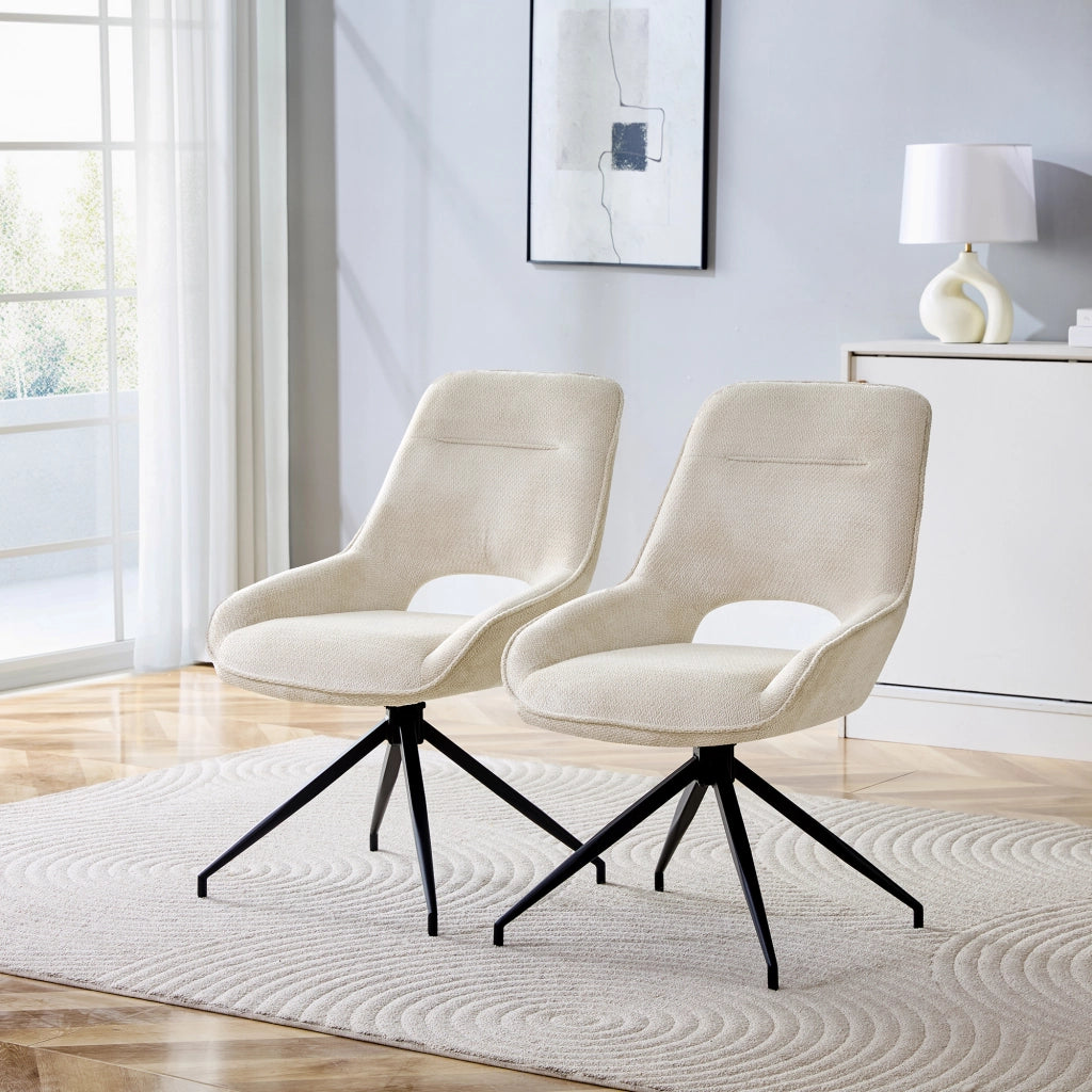SEDIA da pranzo girevole a 360° Set da 2 pezzi 80 x 47 x 56 cm Beige e Nero
