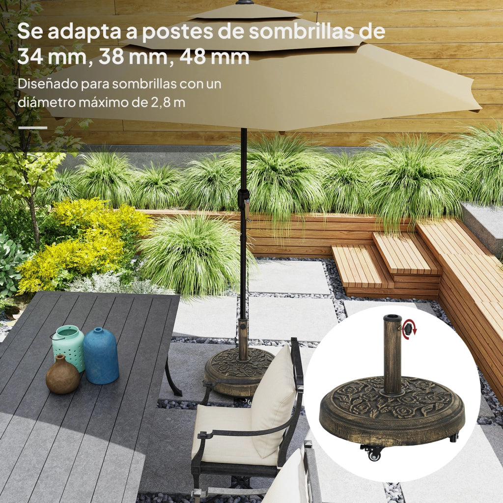Base per Ombrellone con Ruote ¨C zephmum ¨C Bronce ?49x42 cm