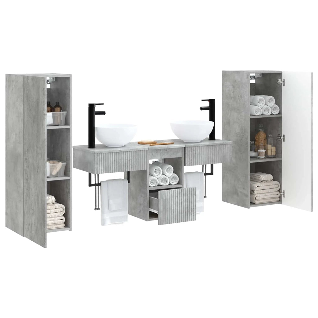 Set di mobili per il bagno 5 pz Grigio Cemento 3405966