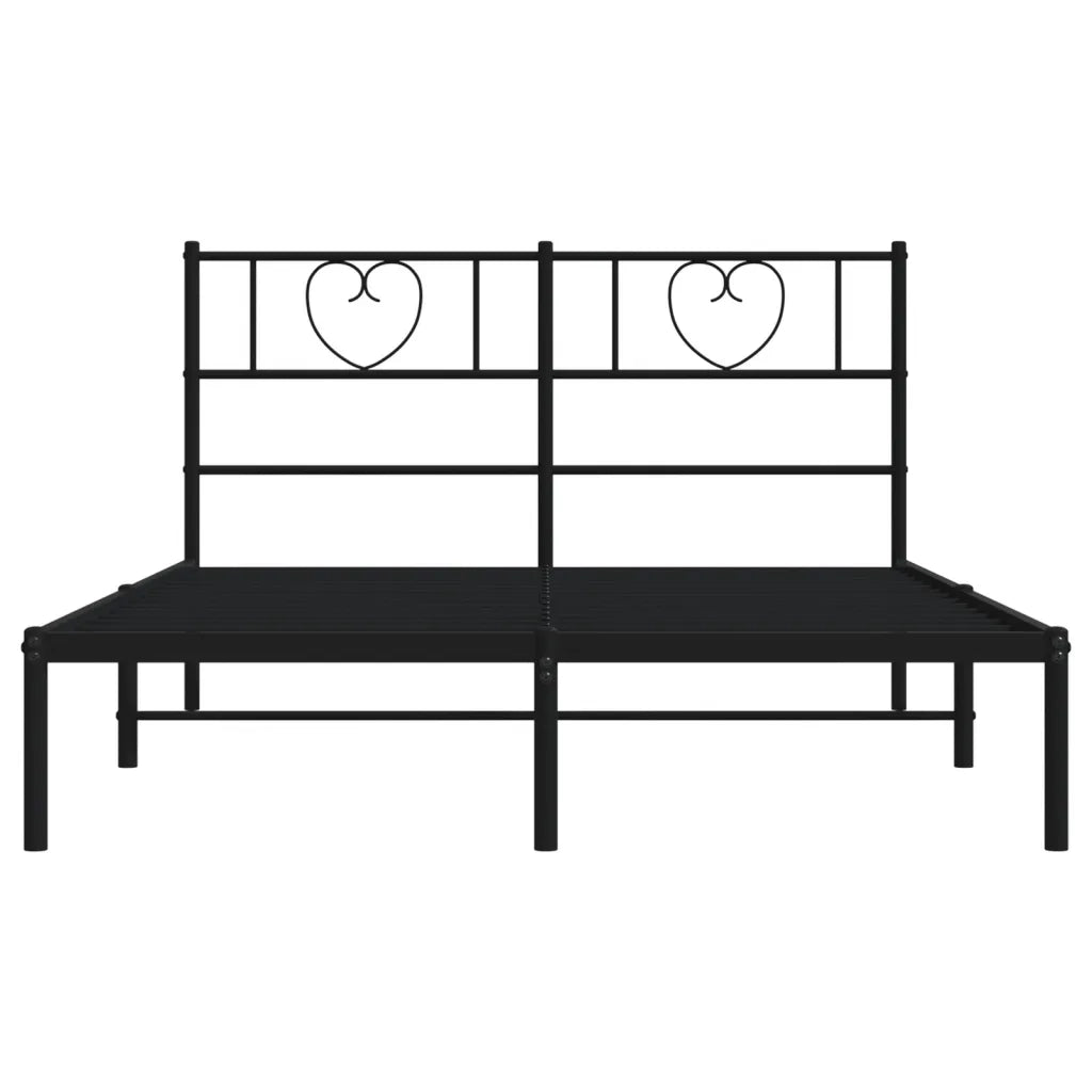 Letto matrimoniale | Letto per adulti | Giroletto con Testiera in Metallo Nero 120x200 cm