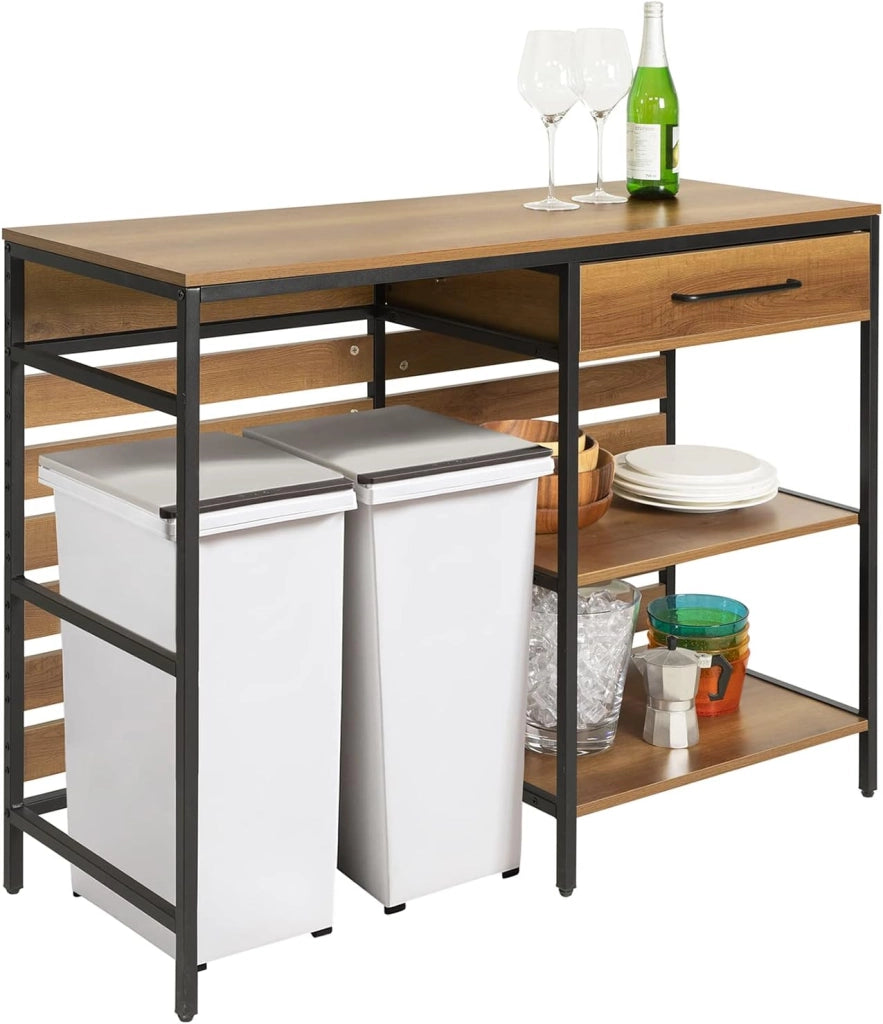 Carrello da cucina con cassa contenitore rimovibile, carrello su ruote/serving cart/bar cart stile vintage, LxAxP ca. 60×90×45 cm FKW118-PF
