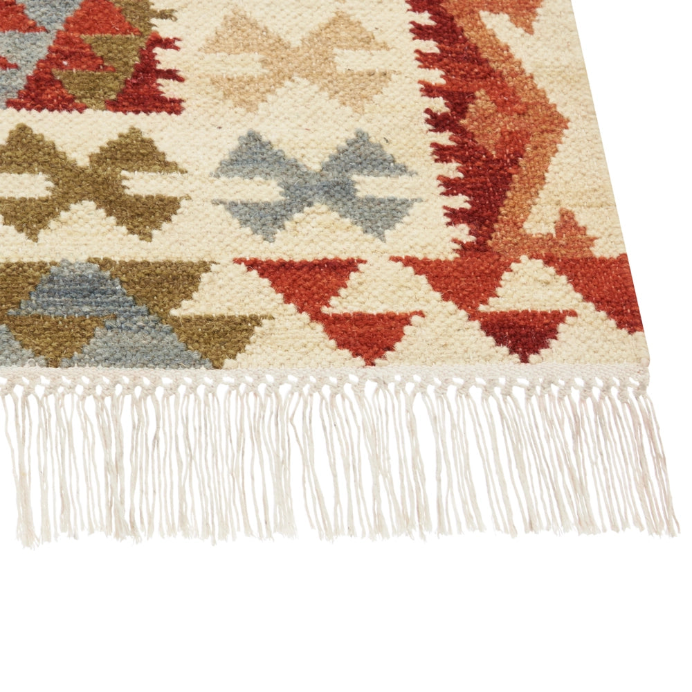 Tappeto di lana multicolore 160 x 230 cm kilim fatto a mano con nappe soggiorno camera da letto