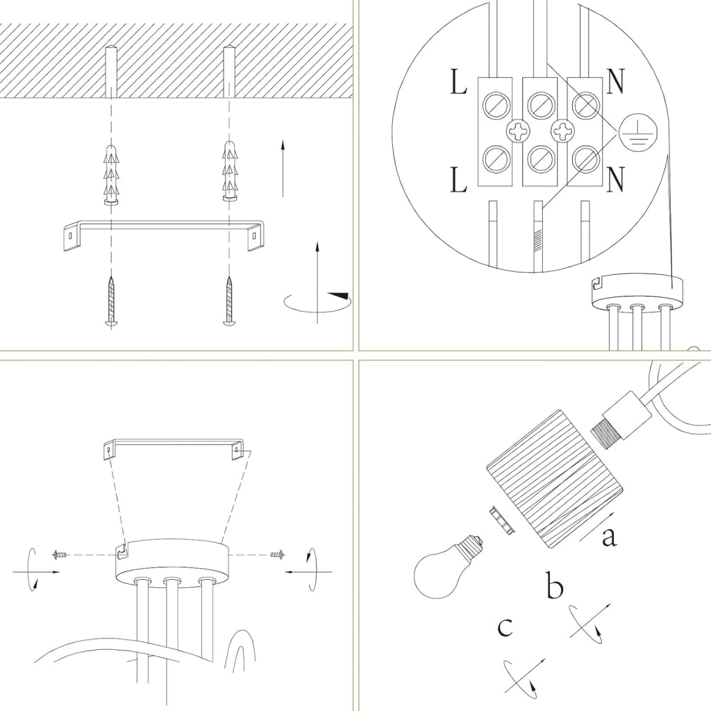 ZMH Faretto da soffitto a 3 luci E14 Nero Naturale Lampada da soffitto Carta Soggiorno