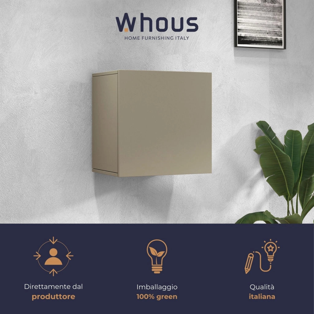 WHOUS Pensile a cubo Chronos con 1 anta tortora opaco 50x35x50 cm