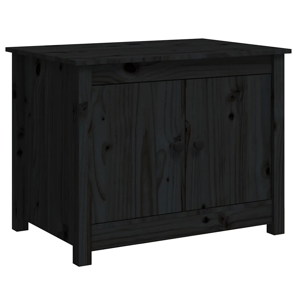 Tavolino da Salotto-Tavolino da soggiorno-Tavolo Nero 71x49x55cm in Legno Massello di Pino 851921
