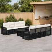 Set Divano da Giardino 9 pz Nero e Bianco Crema polyrattan 3436759