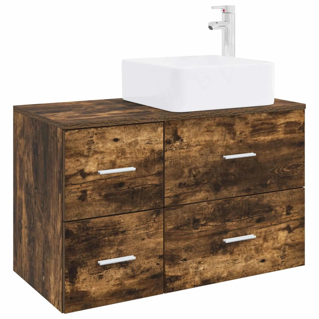 Set di mobili per il bagno 2 pz Rovere Fumo 3403980