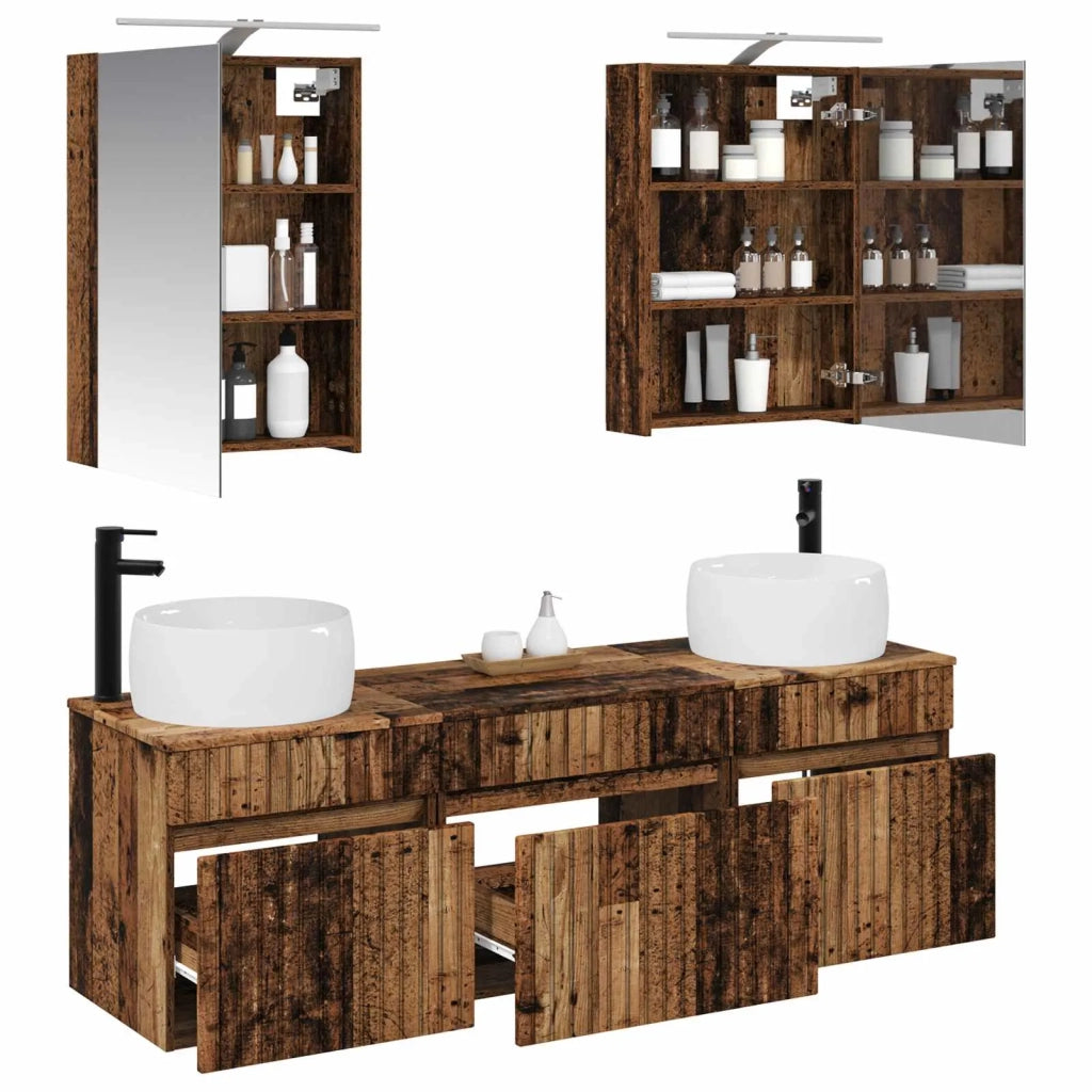 Set di Armadi da Bagno 5 pcs Legno antico 50 x 14,5 x 70 cm 3406637