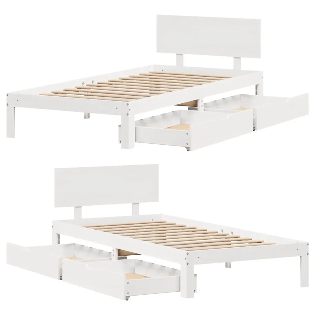 vidaXL Giroletto con Cassetti Bianco 90x200 cm Legno Massello di Pino