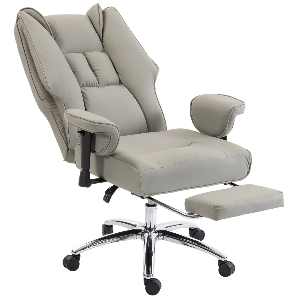 Sedia da Ufficio Reclinabile con Schienale Alto e Poggiapiedi ¨C Zephmum ¨C Grigio Chiaro