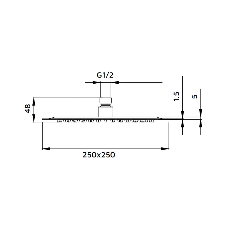 Soffione quadrato 25 x 25 cm cromato - serie Giove