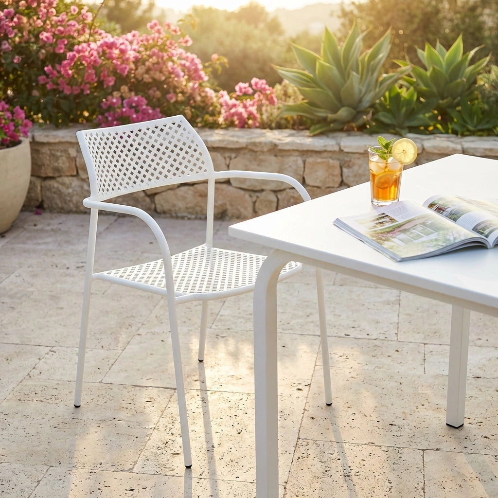 Poltrona da Giardino Impilabile in Acciaio cm 56x56x78 - MATHEW