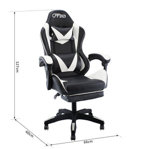 Sedia Gaming con Poggiapiedi in Similpelle Bianco