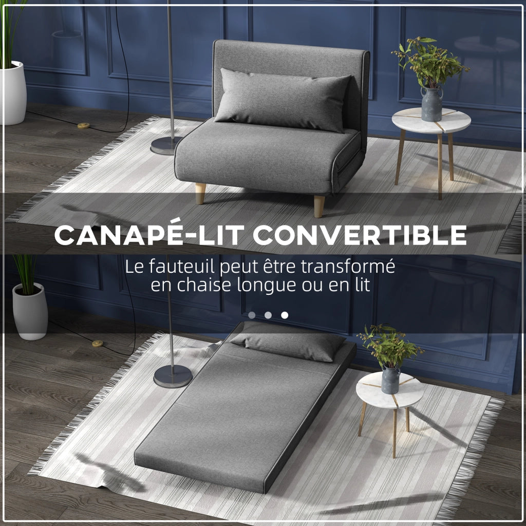 Poltrona letto 1 posto ¨C zephmum ¨C grigio 94x78x80 cm