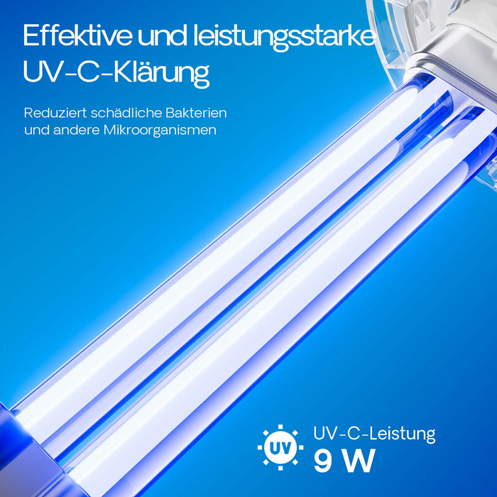 CUP-129 Pompa fontana con UVC 9W, 1000 l/h 24W, 4 giochi d'acqua, Pompa filtro laghetto