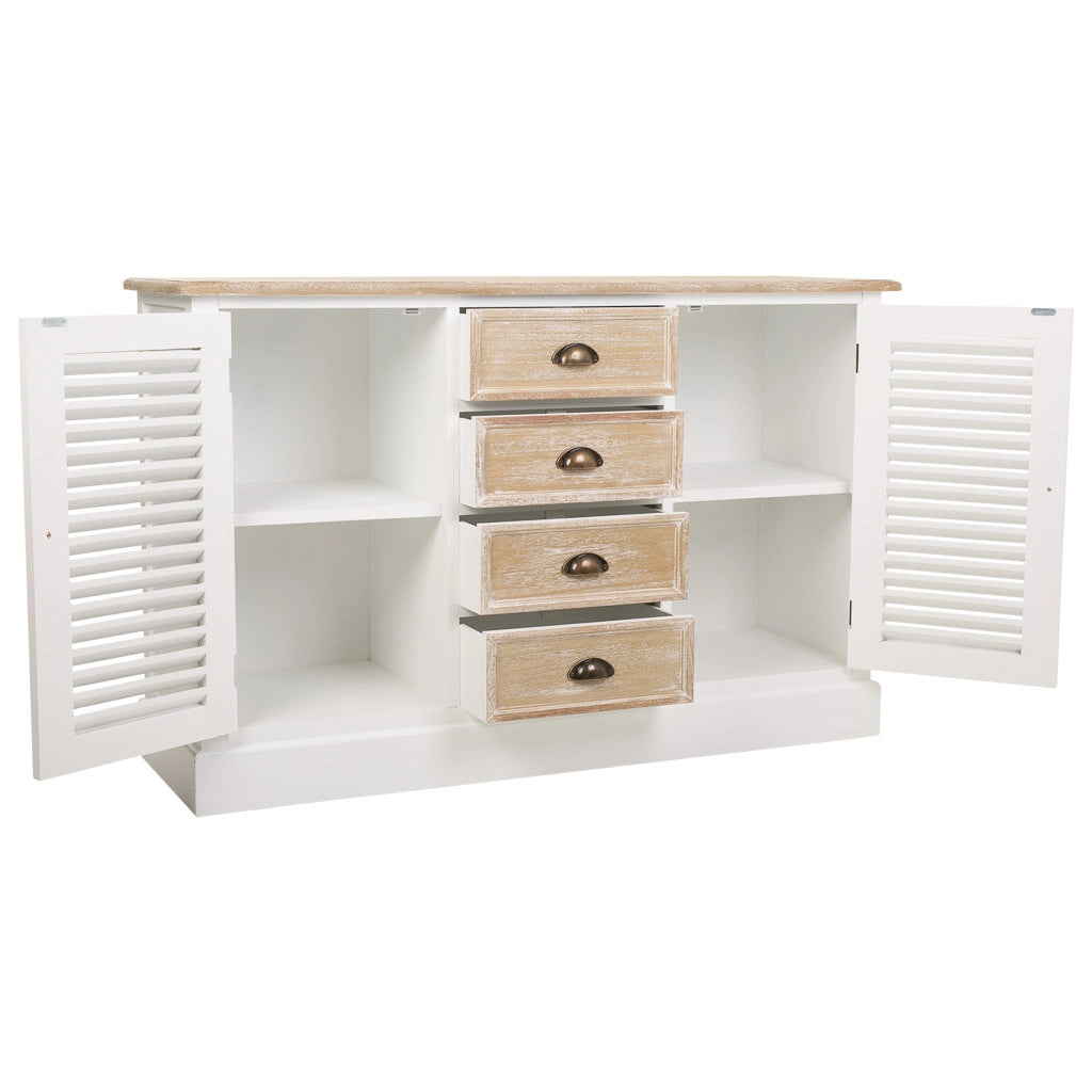 Credenza in legno bianco 124x40x80h