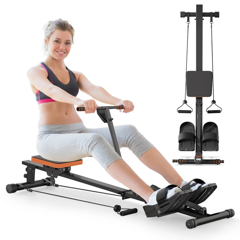 Vogatore Fitness Pieghevole da casa Vogatore a Resistenza Regolabile con indicatore Digitale 150x35x65 cm