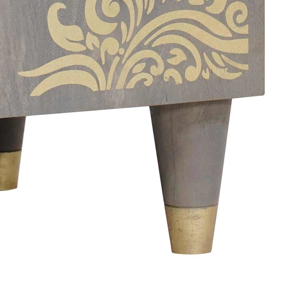 Mobiletto lavabo moderno e compatto 62 x 33 x 58 cm con pratico spazio di archiviazione stile elegante legno massello di mango grigio 02_0057887
