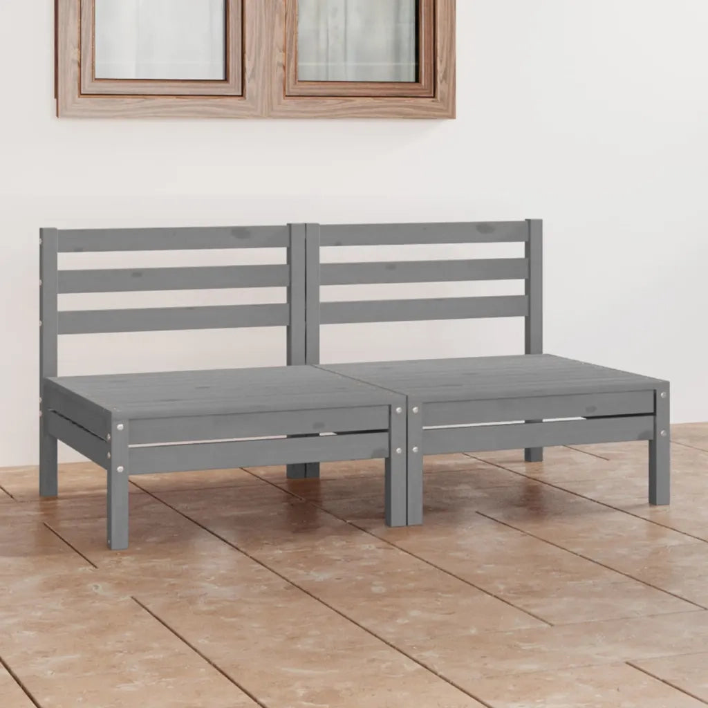Divano da Giardino a 2 Posti-Sofa da Giardino-Divano da esterno Grigio in Legno Massello di Pino 352194