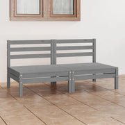 Divano da Giardino a 2 Posti-Sofa da Giardino-Divano da esterno Grigio in Legno Massello di Pino 352194