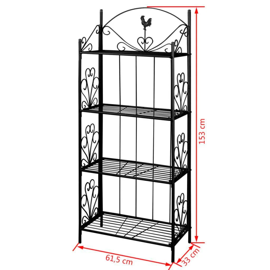 Scaffale a 4 ripiani per piante e fiori da interno o da esterno 61 cm acciaio nero 2702001/2