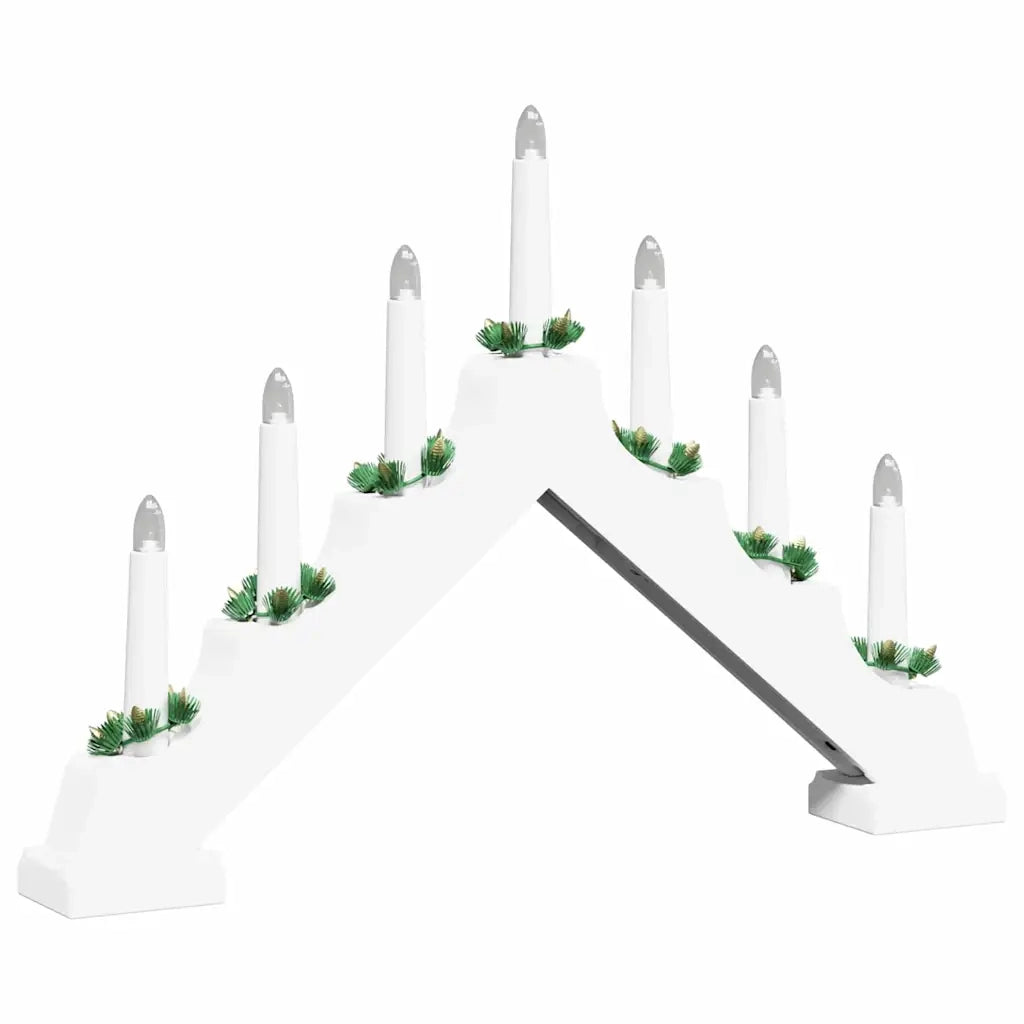 Ponte con Candele di Natale con 7 LED-Decorazioni natalizie Bianco 39.5 x 5 x 29 cm