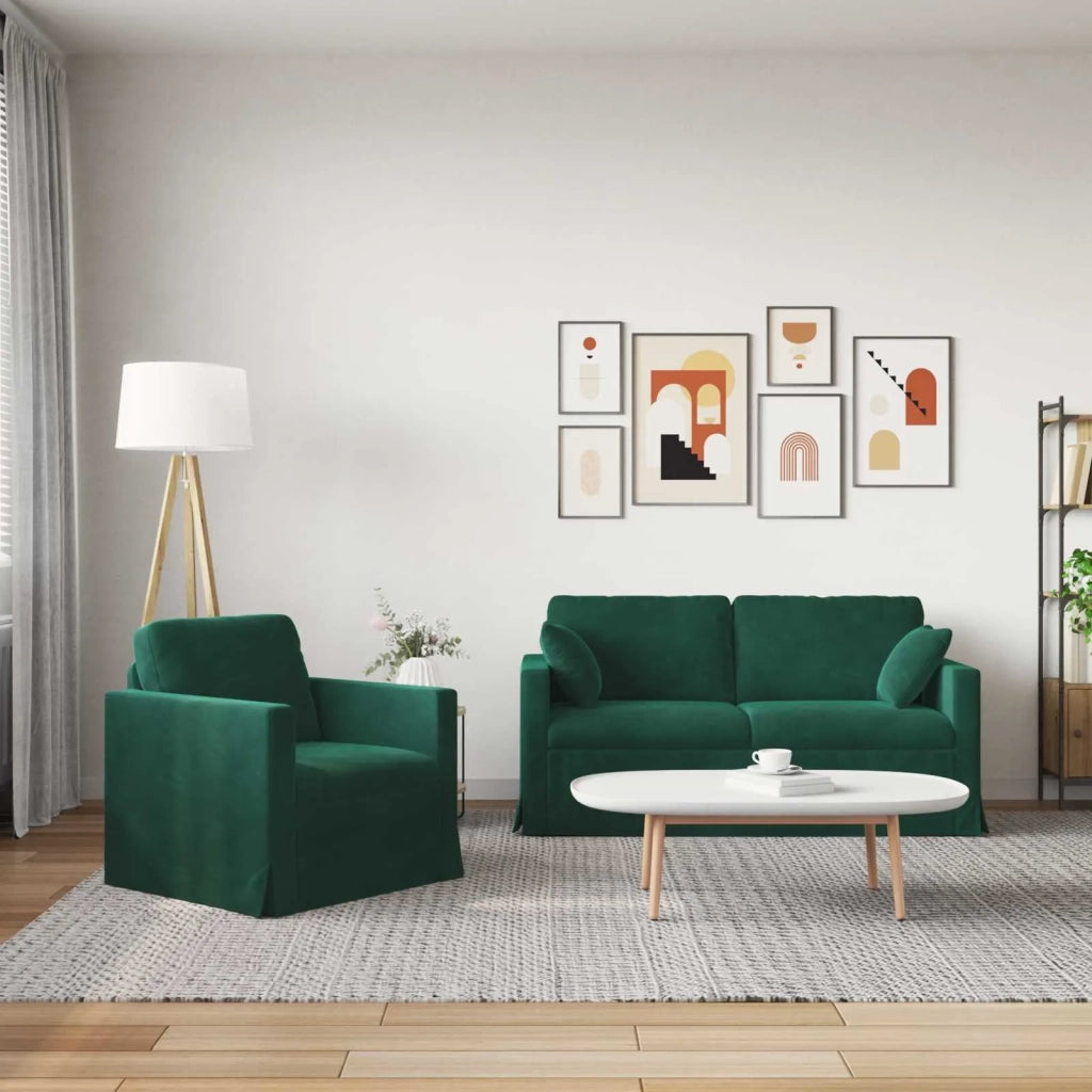 Set di divani 2 pcs Verde Scuro 158 x 78 x 80 cm Velluto