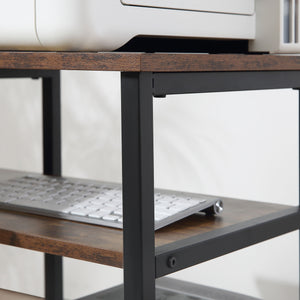 Scrivania Angolare in Stile Industriale 135x90x79 cm con Ripiani a Giorno Telaio in Acciaio Marrone e Nero